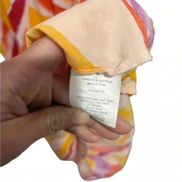 Abel the Label Anthropologie Dress Swish Sz XS Hi Lo Orange purple sundress - Picture 7 of 9